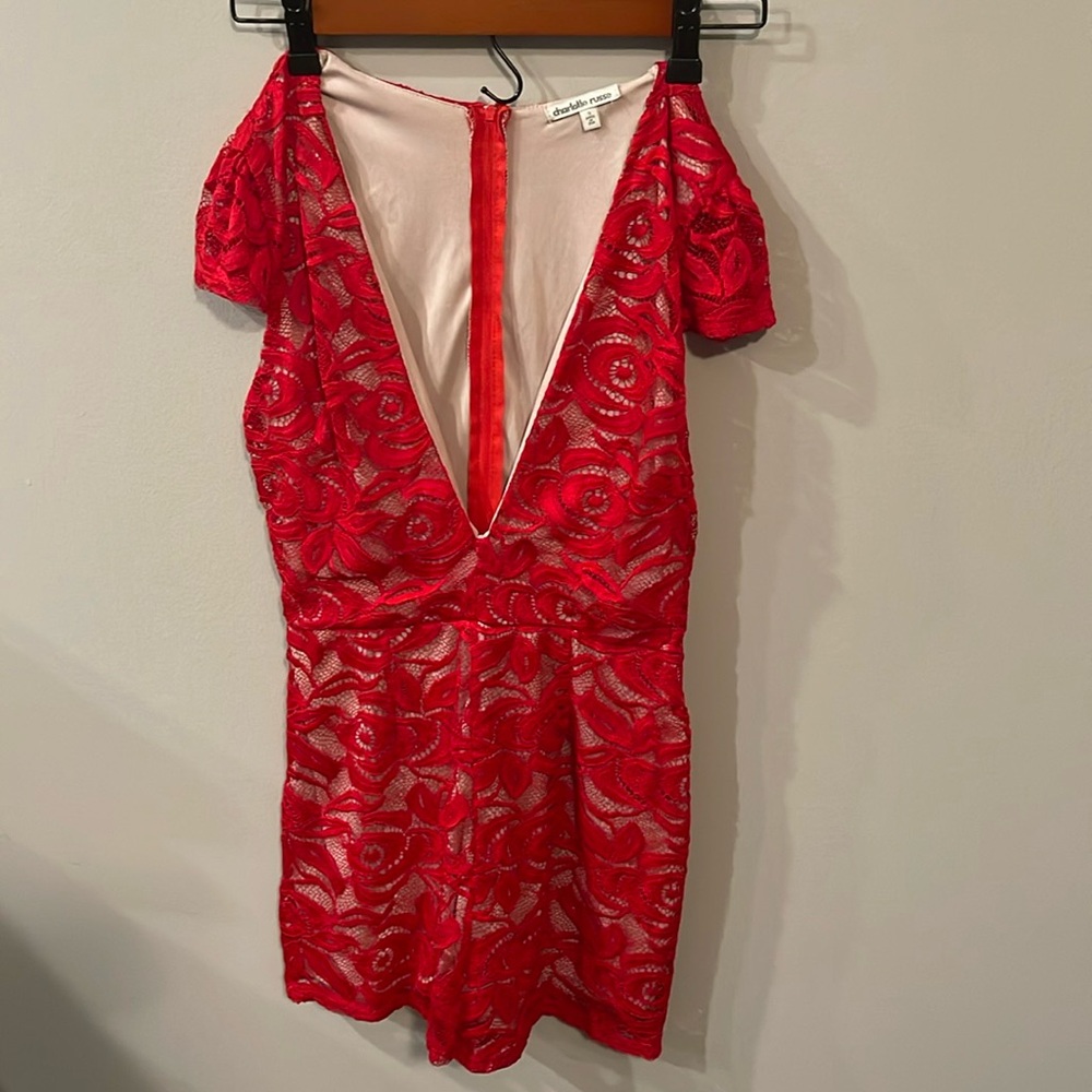 Red laced romper